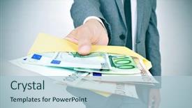  Presentation with envelope - Presentation theme having bribery - man in suit giving background and a light blue colored foreground