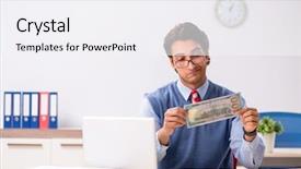  Presentation with employee working in industry - Amazing presentation design having bribery - young handsome employee working backdrop and a sky blue colored foreground