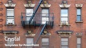  Presentation with new york city subway station - PPT theme consisting of brick building facade in new background and a violet colored foreground