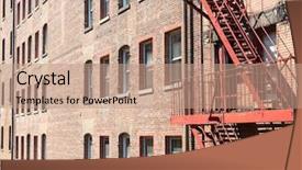  Presentation with building fire - Cool new slide set with brick building with fire ladders backdrop and a coral colored foreground