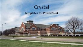  Presentation with team building compass - Colorful slides enhanced with brick building with side walkway backdrop and a light blue colored foreground