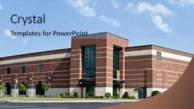  Presentation with brick - Cool new PPT theme with brick business building backdrop and a light blue colored foreground