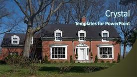  Presentation with cape cod - PPT layouts having atypical - brick cape cod house background and a ocean colored foreground