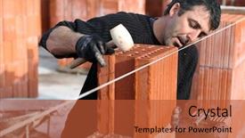  Presentation with egyptian man in make up - Audience pleasing slides consisting of man making sure wall is straight backdrop and a red colored foreground