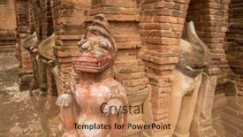  Presentation with myanmar bagan - Presentation with brick-details-on-the-old background and a coral colored foreground