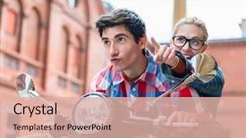  Presentation with brick - Slide deck enhanced with brick free - enthusiastic young couple woman background and a lemonade colored foreground