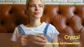  Presentation with garden tea party pretty - Presentation theme having brick free - pretty young woman holds white background and a  colored foreground