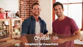  Presentation with time is running out - PPT theme featuring brick free - two male friends hanging background and a  colored foreground