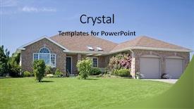  Presentation with new home sales - PPT layouts consisting of brick home in a subdivision background and a light blue colored foreground