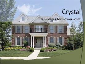 Brick Home With Columned Entry PPT template 59 | CrystalGraphics