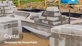  Presentation with house foundation - Theme consisting of brick up concrete blocks background and a coral colored foreground