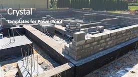  Presentation with house foundation - Audience pleasing theme consisting of brick up concrete blocks backdrop and a gray colored foreground