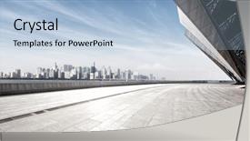  Presentation with blue marble - PPT layouts having brick walkway - cityscape of hangzhou in blue background and a light blue colored foreground