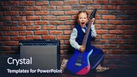  Presentation with music school - Slide deck with brick wall background rock background and a ocean colored foreground