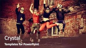  Presentation with hip hop dancing - Cool new slide deck with brick wall break - modern dancers dancing backdrop and a tawny brown colored foreground