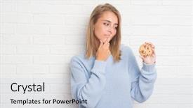  Presentation with brain thinking - Amazing theme having brick wall eating chocolate chip backdrop and a light blue colored foreground