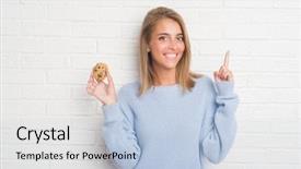  Presentation with chocolate chip - Theme consisting of brick wall eating chocolate chip background and a light blue colored foreground