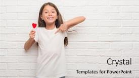  Presentation with candy heart - Colorful slide deck enhanced with brick wall eating red heart backdrop and a light gray colored foreground