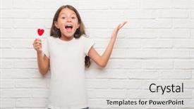  Presentation with candy heart - Beautiful presentation theme featuring brick wall eating red heart backdrop and a light gray colored foreground