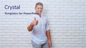  Presentation with nonverbal communication - Amazing PPT theme having brick wall form of nonverbal backdrop and a sky blue colored foreground