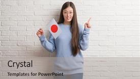  Presentation with japan flag - Amazing presentation having brick wall holding flag backdrop and a light gray colored foreground