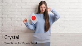  Presentation with japan flag - Cool new PPT theme with young chinese woman over brick backdrop and a light gray colored foreground