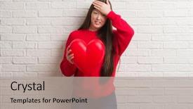  Presentation with red brick wall - PPT layouts featuring brick wall holding red heart background and a light gray colored foreground