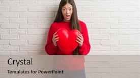  Presentation with red brick wall - Beautiful slide set featuring brick wall holding red heart backdrop and a light gray colored foreground