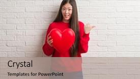  Presentation with love between man and woman - Amazing slide set having brick wall holding red heart backdrop and a light gray colored foreground