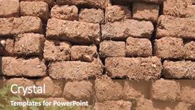  Presentation with vintage interior brick wall - Slide deck with brick wall of dried clay background and a coral colored foreground