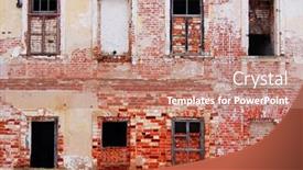  Presentation with old brick wall texture - Presentation design consisting of olden - brick wall of old building background and a coral colored foreground
