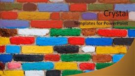  Presentation with vintage interior brick wall - Cool new slide set with brick wall unique background pattern backdrop and a  colored foreground