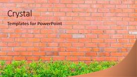  Presentation with brick wall - Beautiful PPT theme featuring brick wall with green plants backdrop and a  colored foreground
