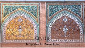  Presentation with brick wall - Presentation design featuring brick-wall-with-mosaics background and a coral colored foreground