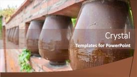  Presentation with pottery - Slides having brick-wall-with-pottery-decoration background and a violet colored foreground