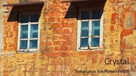  Presentation with windows - Beautiful theme featuring brick wall with two windows vintage background backdrop and a gold colored foreground