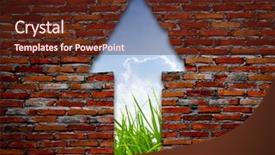  Presentation with brick wall - Theme enhanced with brick wall with up arrow background and a tawny brown colored foreground