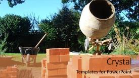  Presentation with garden tools - Colorful presentation theme enhanced with builders tools in garden new backdrop and a coral colored foreground