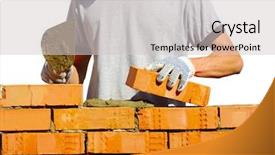  Presentation with concrete construction - PPT layouts enhanced with bricklayer laying bricks to make background and a light gray colored foreground