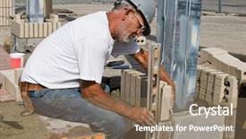  Presentation with leveling staff - Audience pleasing presentation theme consisting of bricklayer-leveling-vertical-bricks backdrop and a coral colored foreground