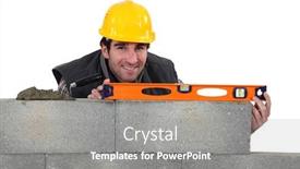  Presentation with spirit - Audience pleasing PPT theme consisting of bricklayer with a spirit level backdrop and a gray colored foreground