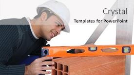  Presentation with spirit - Beautiful presentation theme featuring bricklayer-with-a-spirit-level backdrop and a white colored foreground