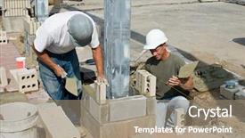  Presentation with soldiers - Presentation theme enhanced with bricklayers installing soldiers background and a coral colored foreground