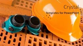  Presentation with bricks - Beautiful presentation theme featuring bricks and building helmet backdrop and a gold colored foreground