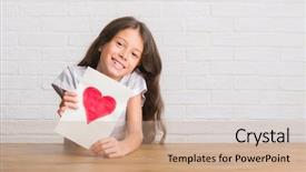  Presentation with kid s happy fathers day - Colorful PPT theme enhanced with bricks heart - young hispanic kid sitting backdrop and a coral colored foreground