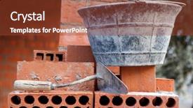  Presentation with construction materials - Beautiful PPT theme featuring bricks stacked trowel and cube backdrop and a tawny brown colored foreground