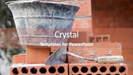  Presentation with construction materials - Colorful slides enhanced with bricks stacked trowel and cube backdrop and a coral colored foreground