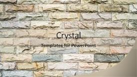  Presentation with rock wall - Presentation design having brickwork - rustic rock wall texture background and a mint green colored foreground