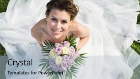  Presentation with bride - Slide set consisting of bridal - high view portrait of beautiful background and a light blue colored foreground