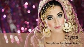  Presentation with indian traditional - Colorful presentation enhanced with bridal - portrait of a beautiful female backdrop and a coral colored foreground